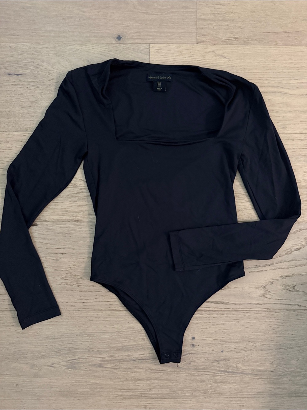 House of harlowe Black Long Sleeve Square Neck Bodysuit